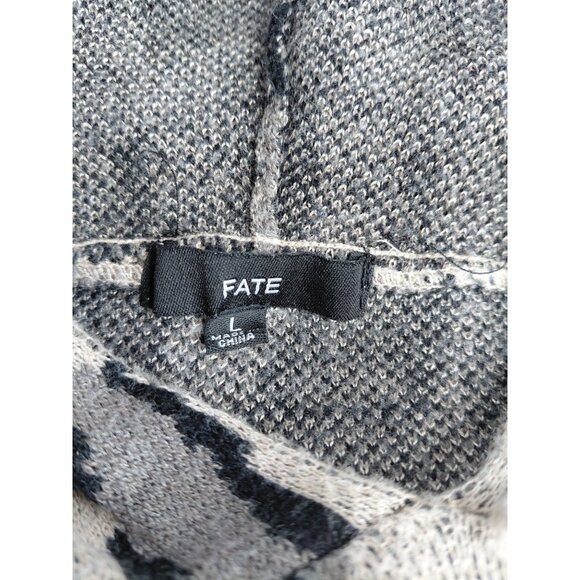 Fate Womens Large Leopard Print Knit Hoodie With Frayed Hem - Picture 4 of 10